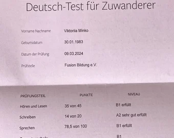 Zertifikat Deutsch-Test für Zuwanderer