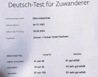Zertifikat Deutsch-Test für Zuwanderer