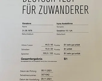 Zertifikat Deutsch-Test für Zuwanderer