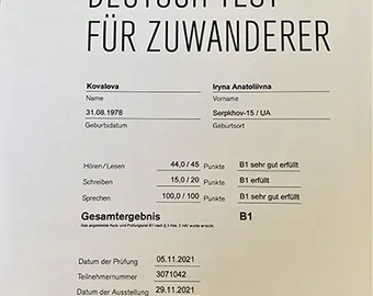 Zertifikat Deutsch-Test für Zuwanderer
