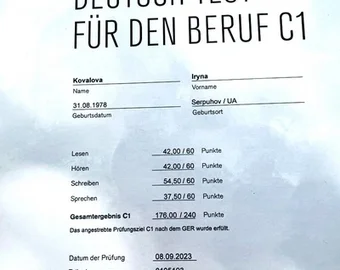 Zertifikat Deutsch-Test für den Beruf C1